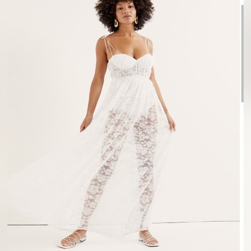 For Love And Lemons Lorena White Lace Maxi Dress NWT Size Small